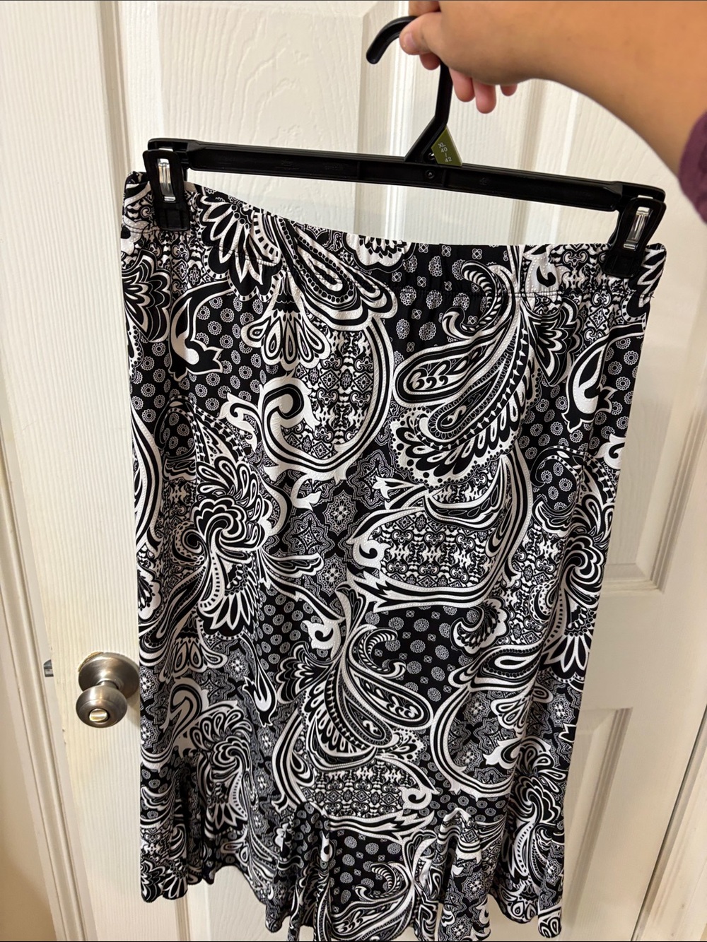 SJS Black & White Paisley Midi Skirt